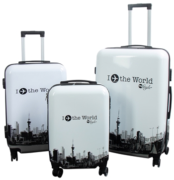 Kuffertsæt - I Love The World Hardcase - 3 stk. 360° hjul