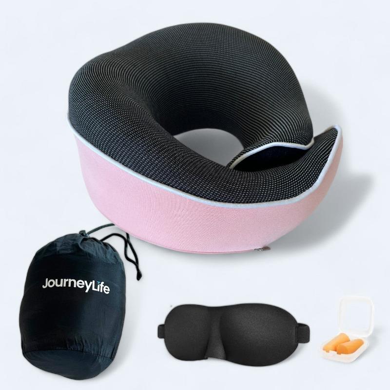 Rejse Nakkepude med Velcro - Lyserød Komfort til Rejser