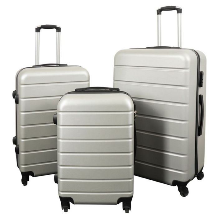 Eksklusivt 3-delt Kuffertsæt i Grå med Striber