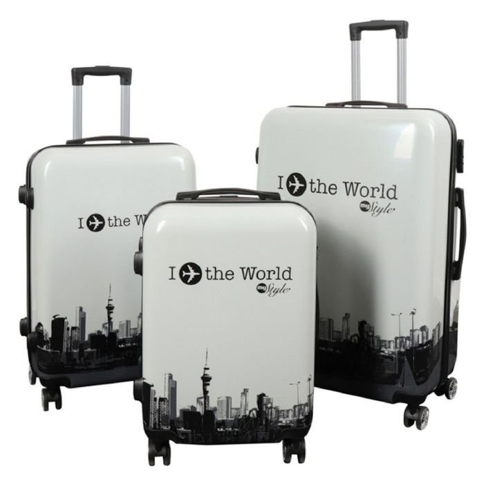 Kuffertsæt - 3 Stk. I Love The World - Letvægt Hardcase