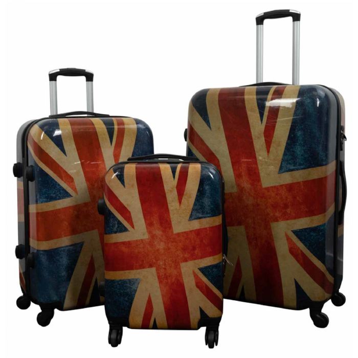 Letvægt Kuffertsæt 3 Stk. med Union Jack Motiv - Borg Living