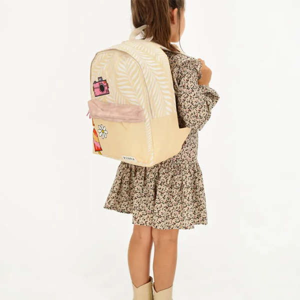 Børne Rygsæk i Beige med Legesygt Sommerprint fra Zebra