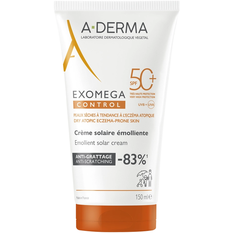 A-DERMA Exomega Solcreme SPF 50+ til Tør Hud - 150 Ml