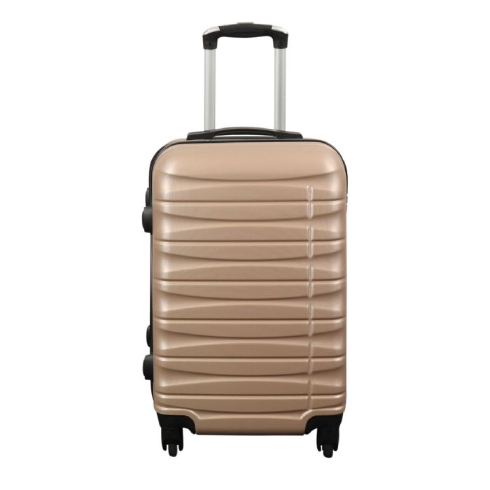 Kabine Kuffert   Hardcase   Guld Håndbagage Kuffert Med 4 Hjul På Tilbud fra Borg Living