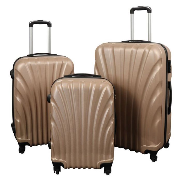 Kuffertsæt   3 Stk.   Musling Guld   Praktisk Hardcase Kuffert fra Borg Living