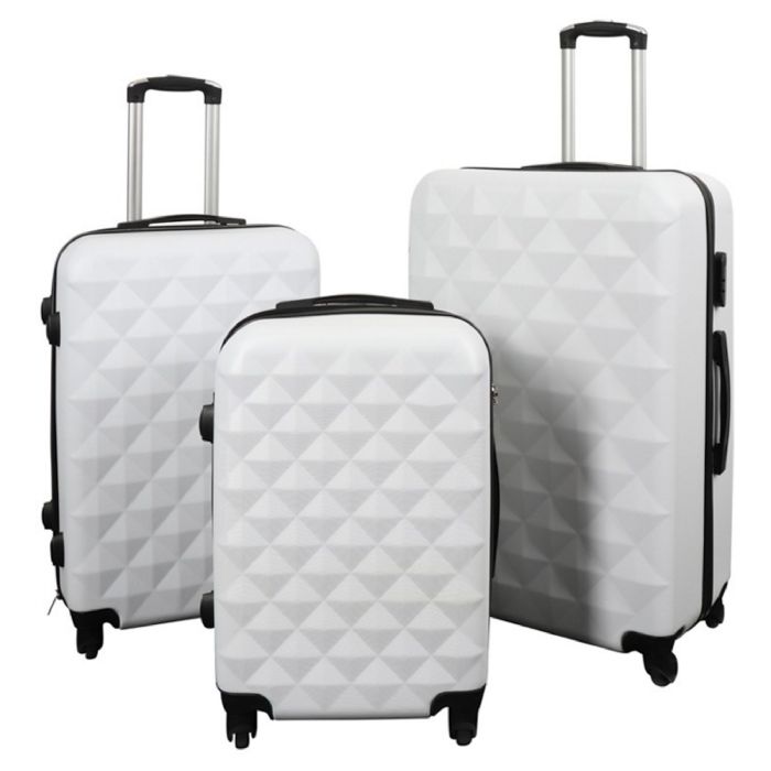 Kuffertsæt   3 Stk.   Diamant Hvid   Hardcase Letvægts Kufferter fra Borg Living