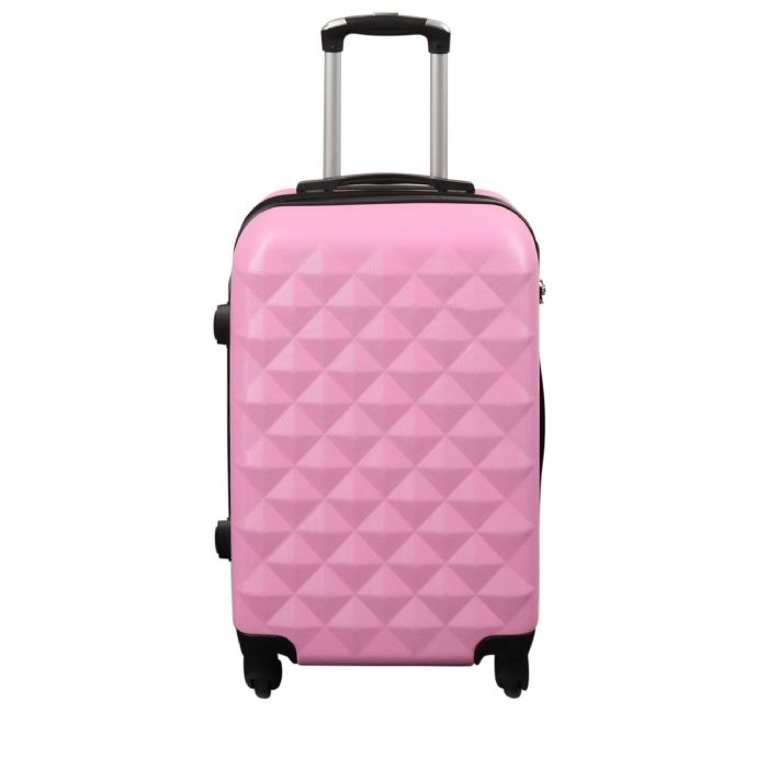 Kabinekuffert   Hardcase Letvægt Kuffert Med 4 Hjul   Diamant Lyserød fra Borg Living