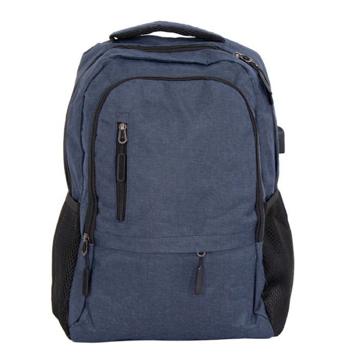 Rygsæk Med Usb A Kabel   Blå Computerrygsæk Til 15" Laptop   48x33x18 Cm fra