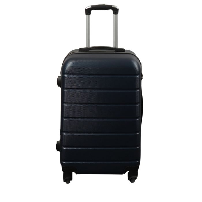 Kabinekuffert   Hardcase Letvægt Kuffert   Med 4 Hjul   Mørkeblå Strib fra Borg Living